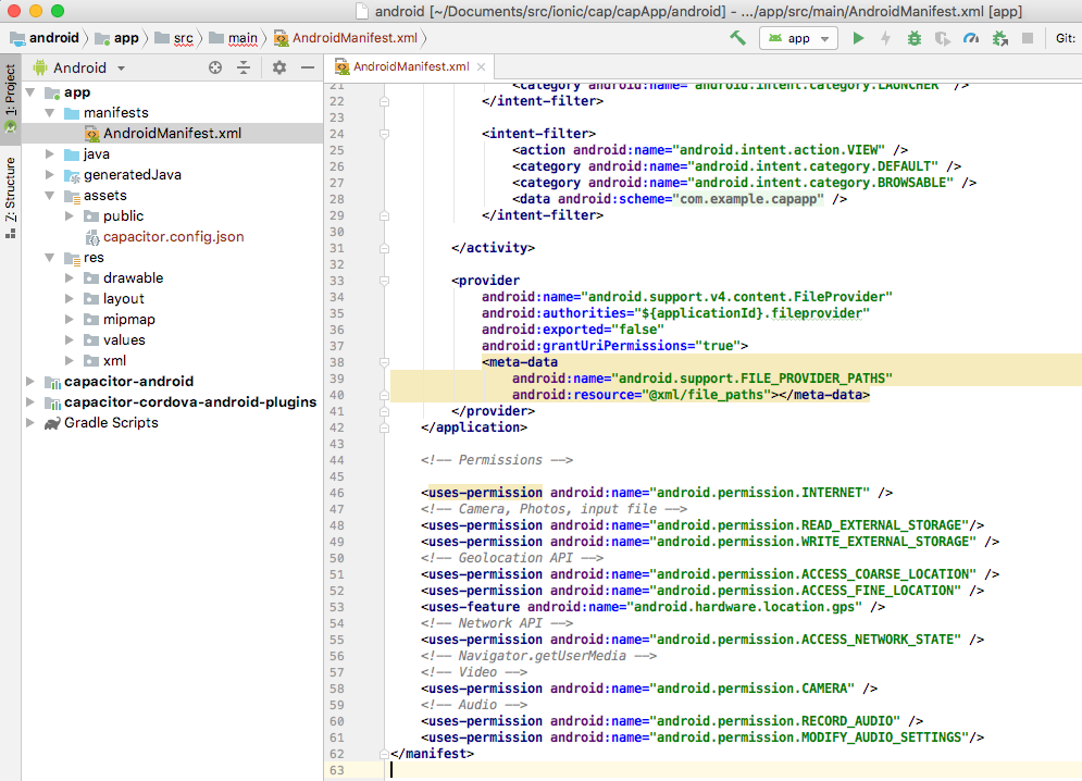 Android Manifest location